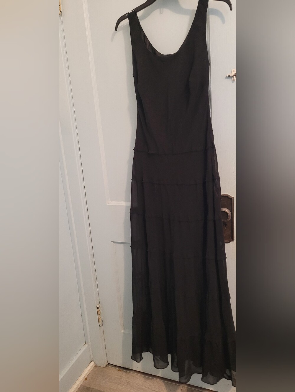 Chaps Black Sleeveless Tiered Maxi Dress